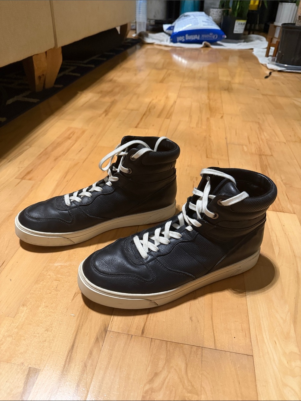 Michael Kors Men’s Black Leather High Top Sneakers Size 10.5M